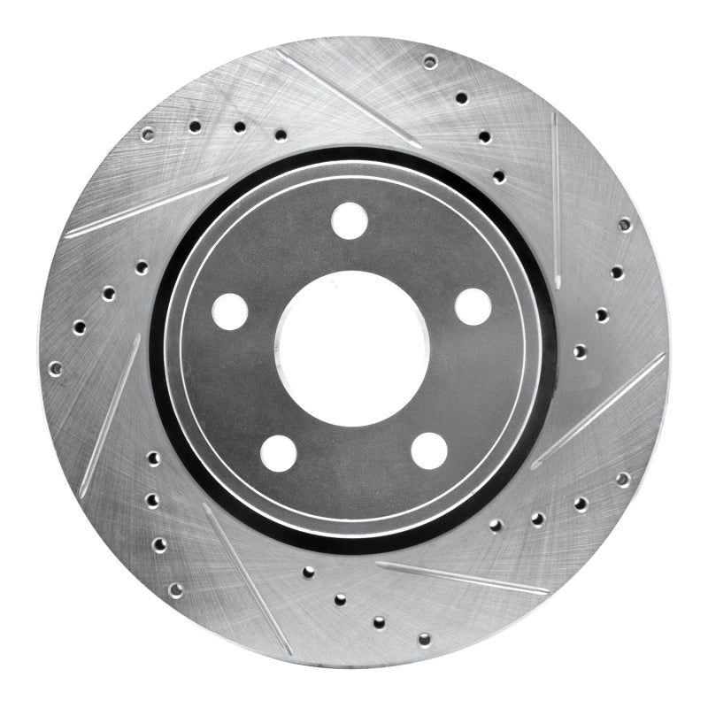 R1 Concepts R1 05-10 Jeep Grand Cherokee Front Right Drilled & Slotted Silver Brake Rotor
