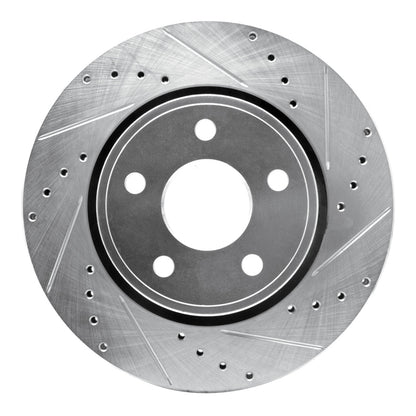 R1 Concepts R1 05-10 Jeep Grand Cherokee Front Right Drilled & Slotted Silver Brake Rotor