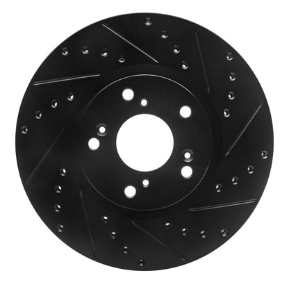 R1 Concepts R1 02-15 Acura ILX Front Right Drilled & Slotted Black Brake Rotor