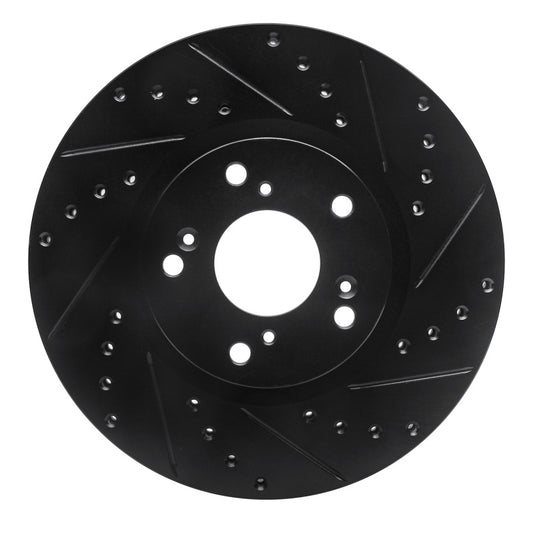 R1 Concepts R1 02-15 Acura ILX Front Right Drilled & Slotted Black Brake Rotor