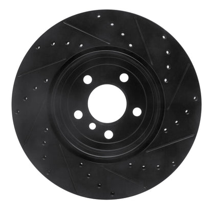 R1 Concepts R1 10-19 BMW 535I GT Rear Left Drilled & Slotted Black Brake Rotor