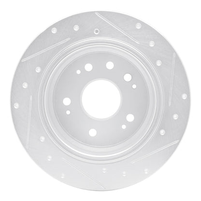 R1 Concepts R1 02-04 Honda CR-V Rear Left Drilled & Slotted Silver Brake Rotor