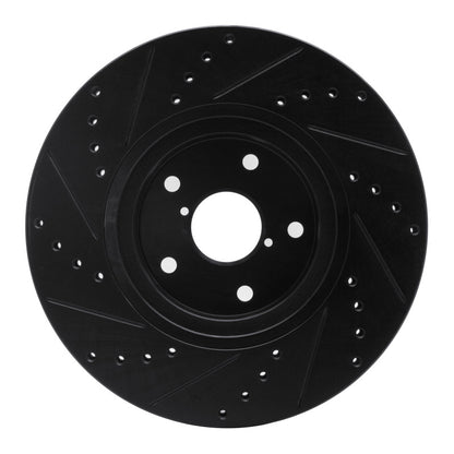 R1 Concepts R1 06-21 Subaru Legacy Front Right Drilled & Slotted Black Brake Rotor