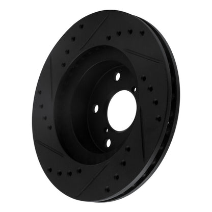 R1 Concepts R1 90-01 Subaru Impreza Front Right Drilled & Slotted Black Brake Rotor