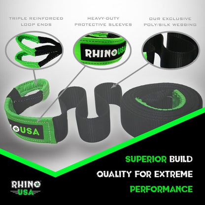 Rhino USA 30Ft Tow Strap/Shackles Combo