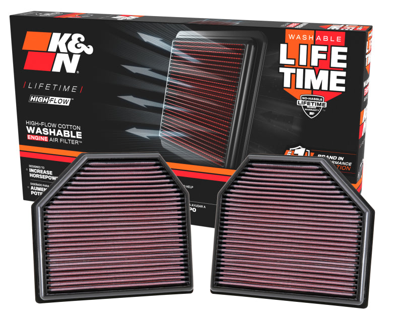 K&N Engineering K&N Replacement Air Filter for 11-14 BMW M5/M6 4.4L V8 / 2015 M4/M3 3.0L I6  (2 per box)