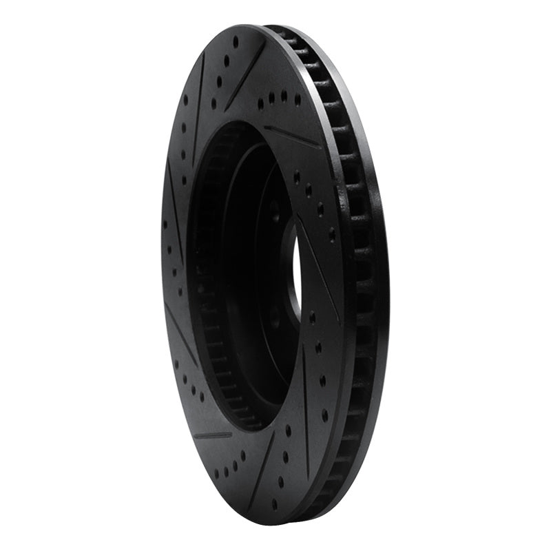R1 Concepts R1 02-07 Chevrolet Equinox Front Right Drilled & Slotted Black Brake Rotor