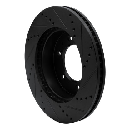 R1 Concepts R1 06-10 Hummer H3T Front Left Drilled & Slotted Black Brake Rotor