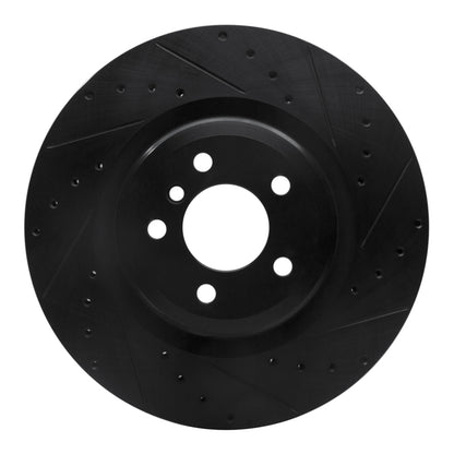 R1 Concepts R1 09-19 BMW 760LI Rear Right Drilled & Slotted Black Brake Rotor