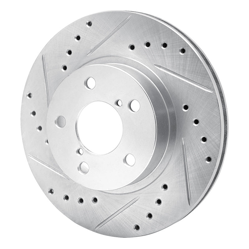 R1 Concepts R1 90-01 Subaru Impreza Front Left Drilled & Slotted Silver Brake Rotor