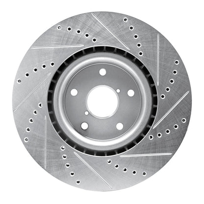 R1 Concepts R1 05-20 Subaru Impreza Front Left Drilled & Slotted Silver Brake Rotor