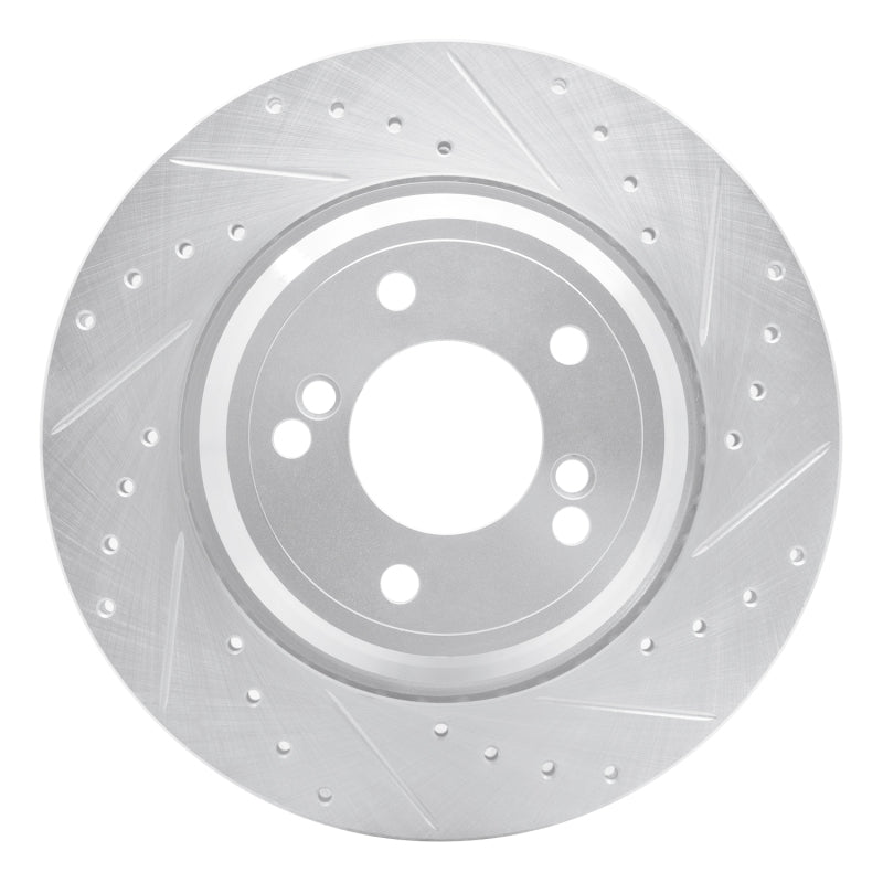 R1 Concepts R1 00-06 BMW M5 Rear Right Drilled & Slotted Silver Brake Rotor