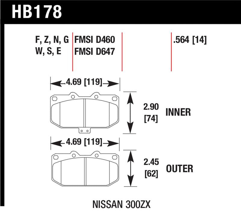 Hawk Performance Hawk 06-07 WRX / 89-96 Nissan 300ZX / 89-93 Skyline GT-R HPS Street Front Brake Pads