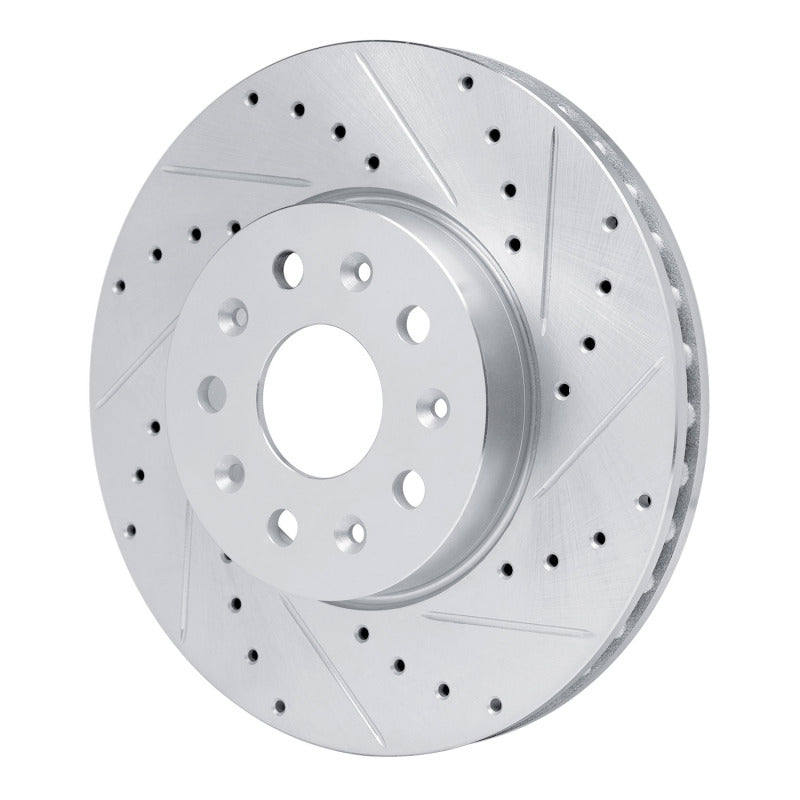 R1 Concepts R1 14-20 Cadillac CT6 Front Right Drilled & Slotted Silver Brake Rotor