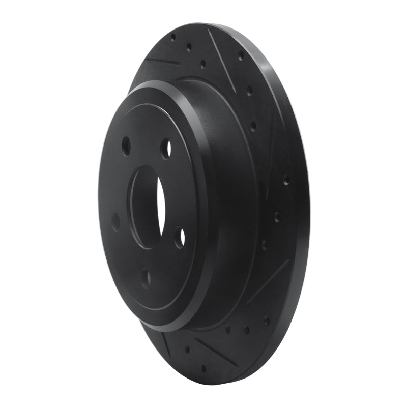 R1 Concepts R1 05-10 Jeep Commander Rear Right Drilled & Slotted Black Brake Rotor