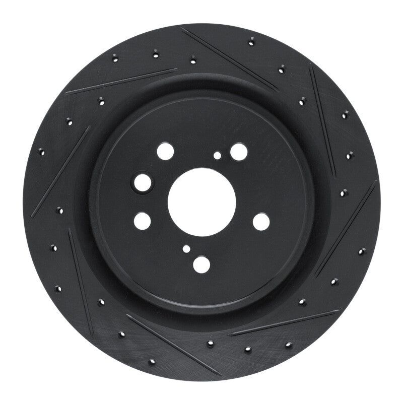 R1 Concepts R1 2020-2025 Lexus RX450h+ Rear Right Drilled & Slotted Black Brake Rotor
