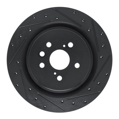 R1 Concepts R1 2020-2025 Lexus RX450h+ Rear Right Drilled & Slotted Black Brake Rotor