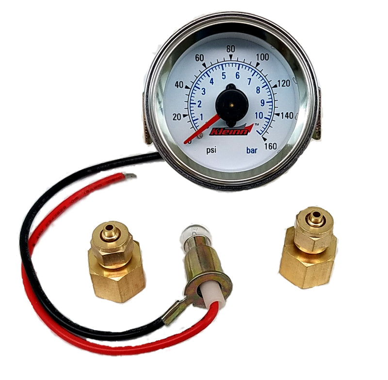 Kleinn Air Horns Kleinn Panel Mount/ Illuminated/ 160 PSI/ Dual Needle Air Pressure Gauge
