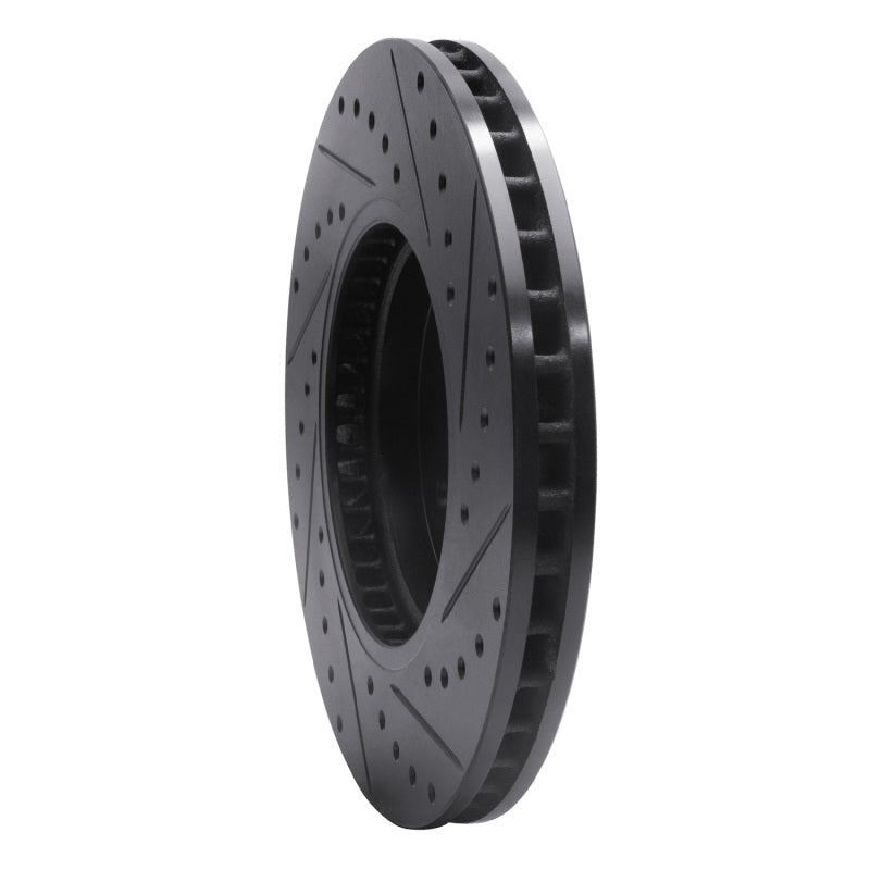 R1 Concepts R1 09-11 Cadillac STS Front Left Drilled & Slotted Black Brake Rotor