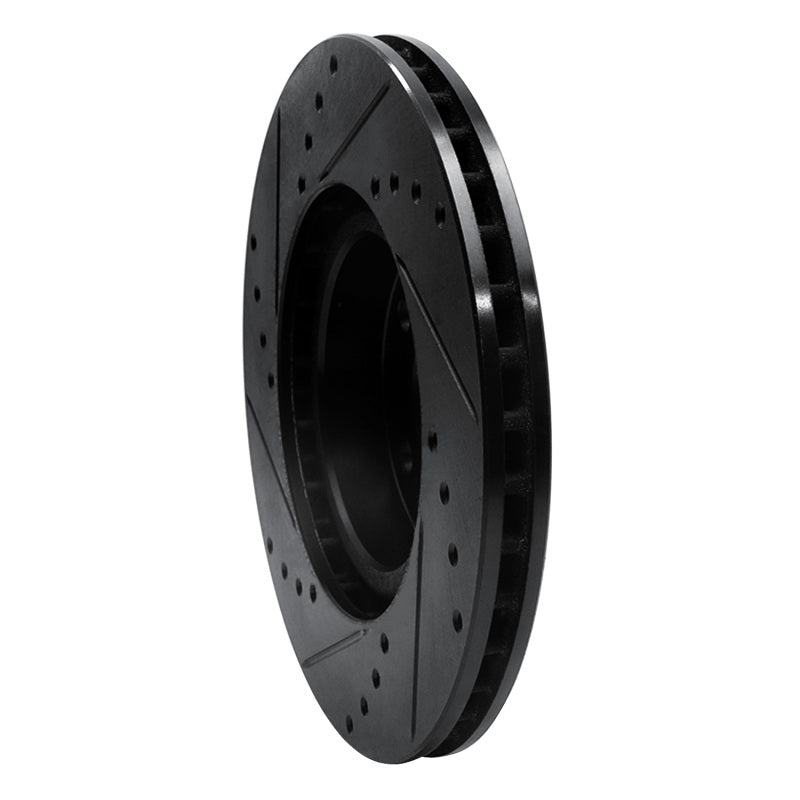R1 Concepts R1 17-23 Subaru Impreza Front Right Drilled & Slotted Black Brake Rotor
