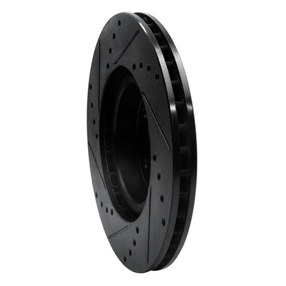 R1 Concepts R1 17-23 Subaru Impreza Front Right Drilled & Slotted Black Brake Rotor
