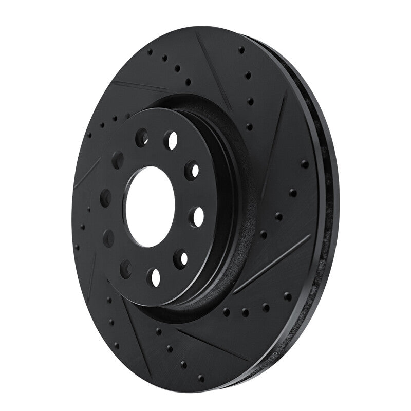 R1 Concepts R1 18-25 Jeep Gladiator Front Right Drilled & Slotted Black Brake Rotor