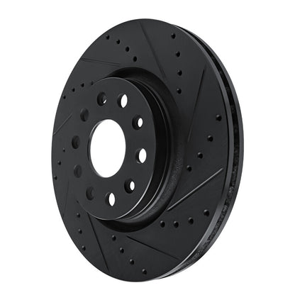 R1 Concepts R1 18-25 Jeep Gladiator Front Right Drilled & Slotted Black Brake Rotor