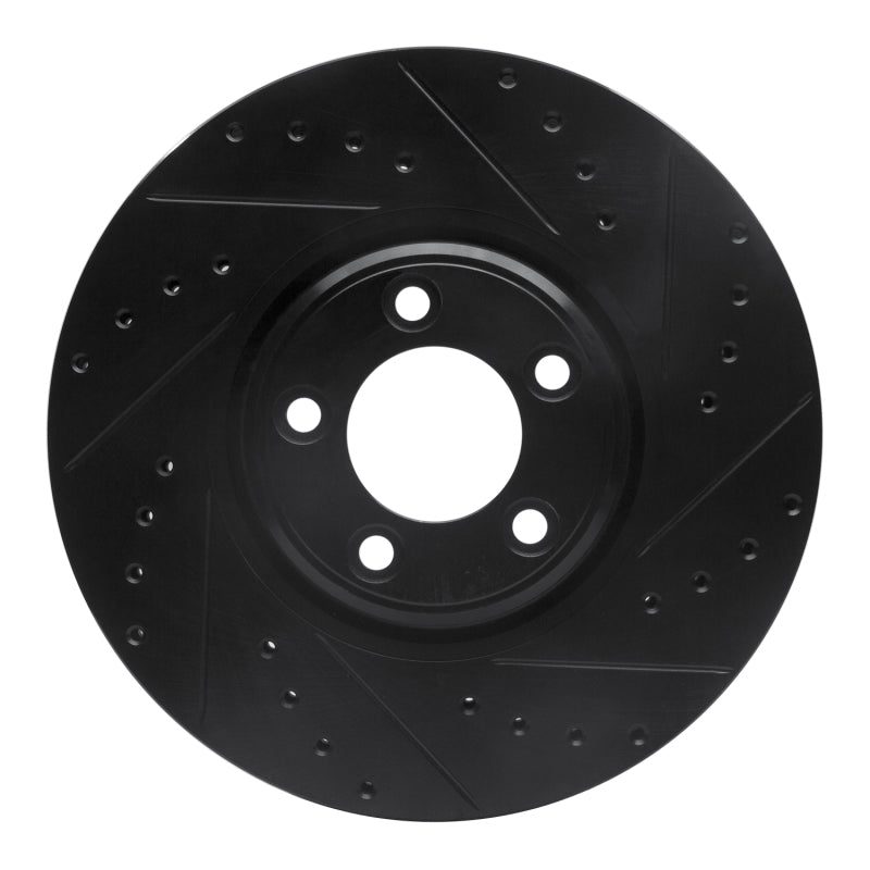 R1 Concepts R1 03-05 Jaguar Vanden Plas Front Right Drilled & Slotted Black Brake Rotor