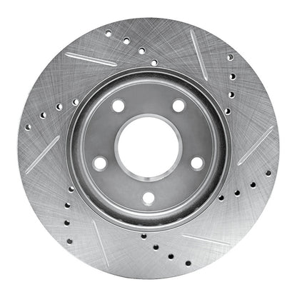R1 Concepts R1 11-25 Chevrolet City Express Front Left Drilled & Slotted Silver Brake Rotor