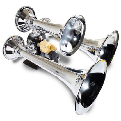 Kleinn Air Horns Kleinn Chrome Triple Horn/ 13.5In/11.75In/8.5In - Chrome-Plated Spun Copper