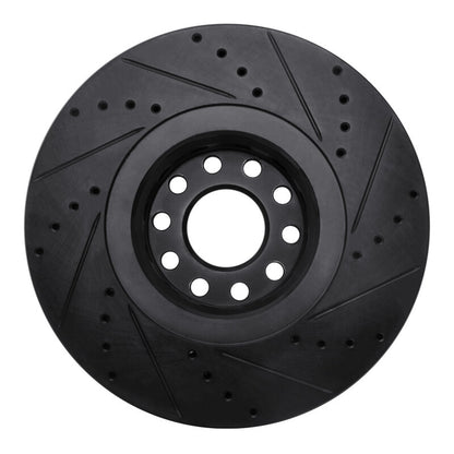 R1 Concepts R1 00-03 Audi A8 Front Left Drilled & Slotted Black Brake Rotor