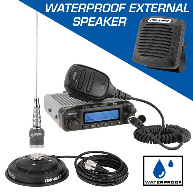 Rugged Radios Radio M1 RACE SERIES - Hi-Power Waterproof Bus Band Mobile Radio Kit w/ Ext Speaker