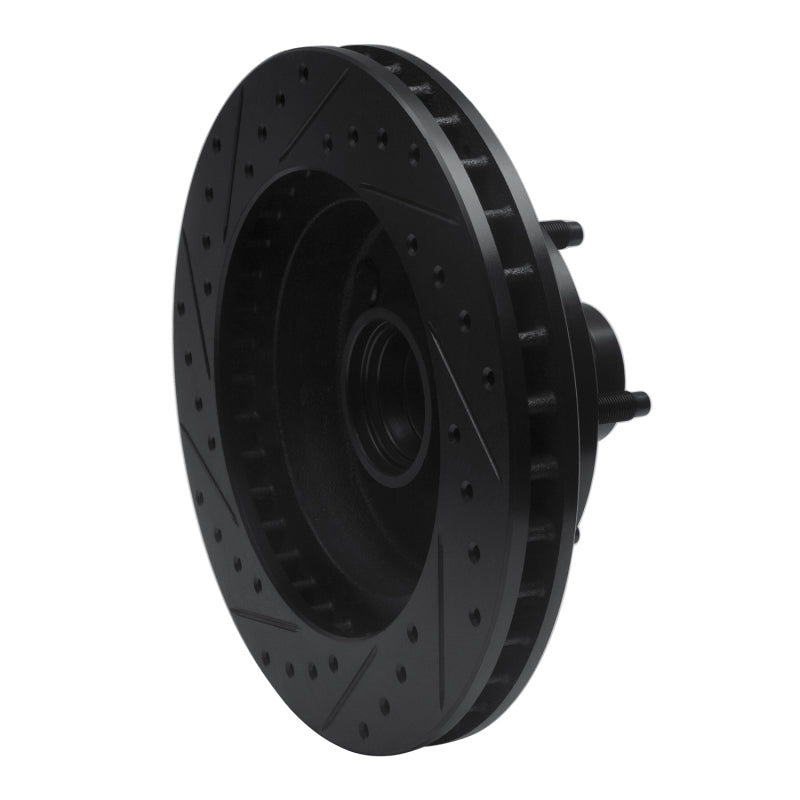 R1 Concepts R1 73-93 Ford E-100 Econoline Front Right Drilled & Slotted Black Brake Rotor