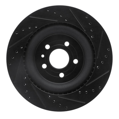 R1 Concepts R1 13-19 Ford Police Interceptor Sedan Front Left Drilled & Slotted Black Brake Rotor
