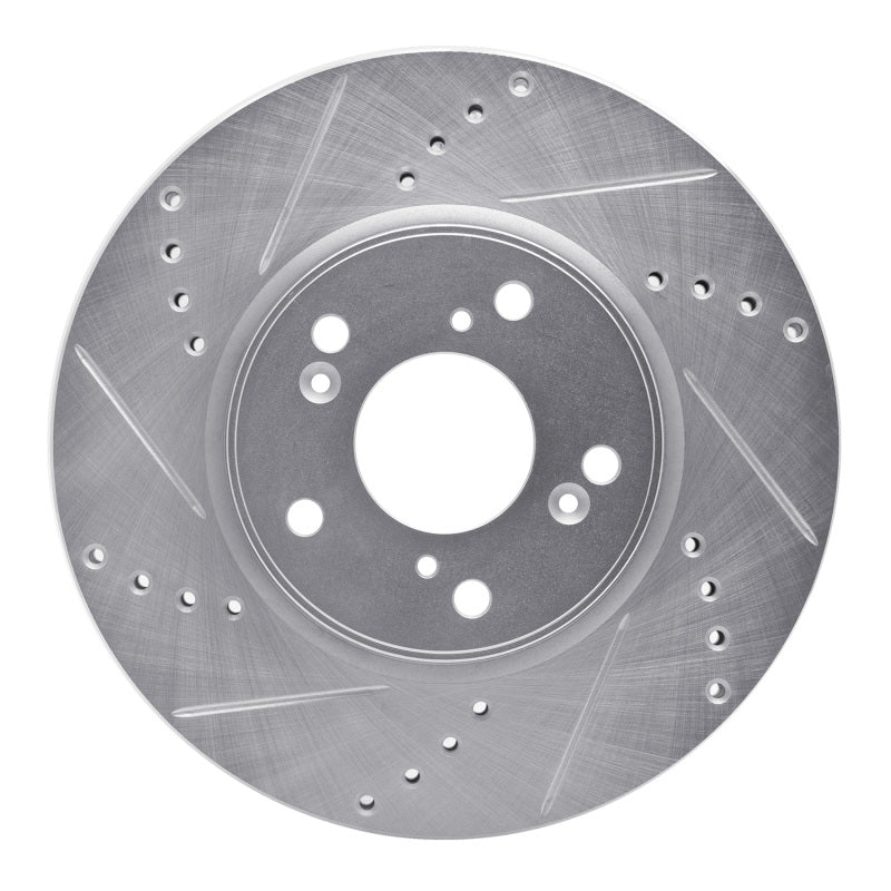 R1 Concepts R1 13-22 Honda Accord Sedan Front Left Drilled & Slotted Silver Brake Rotor