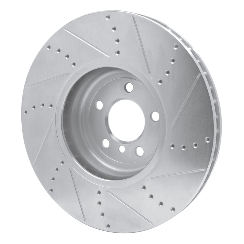 R1 Concepts R1 09-17 BMW 750LI xDrive Left Front Drilled & Slotted Silver Brake Rotor