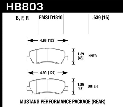 Hawk Performance Hawk 16-17 Ford Mustang GT Brembo Package HP Plus Rear Brake Pads