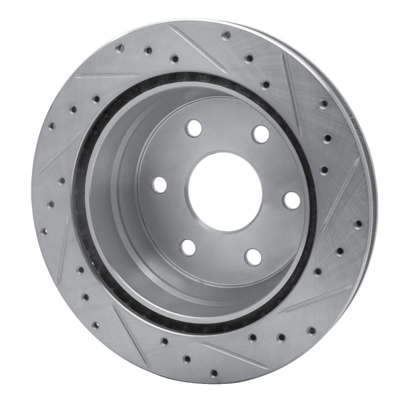 R1 Concepts R1 00-14 Cadillac Escalade Rear Left Drilled & Slotted Silver Brake Rotor