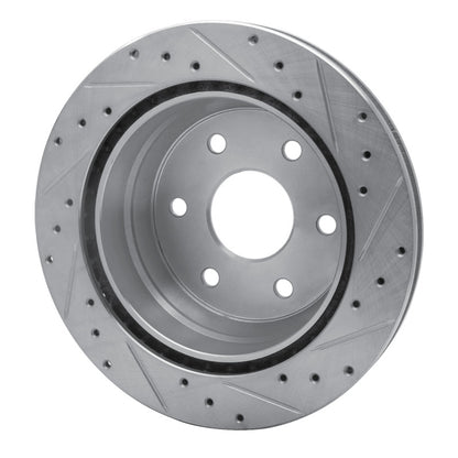 R1 Concepts R1 00-14 Cadillac Escalade Rear Left Drilled & Slotted Silver Brake Rotor