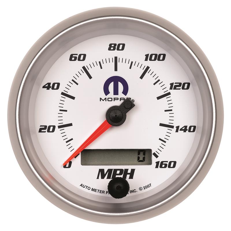 AutoMeter Gauge Speedometer 3-3/8in. 160MPH Elec. Programmable White Mopar