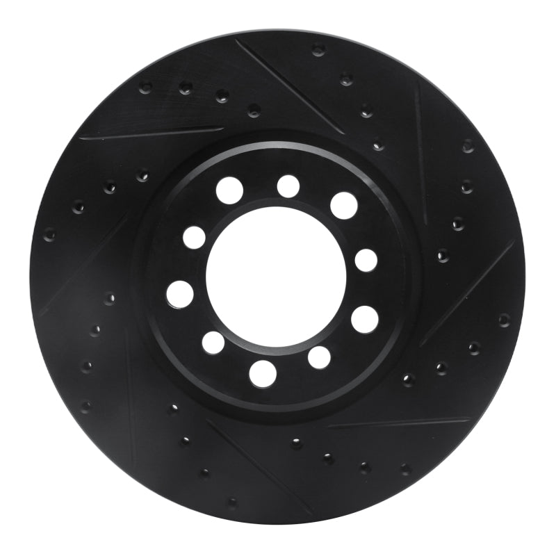R1 Concepts R1 85-91 Mercedes-Benz 300SD Front Right Drilled & Slotted Black Brake Rotor