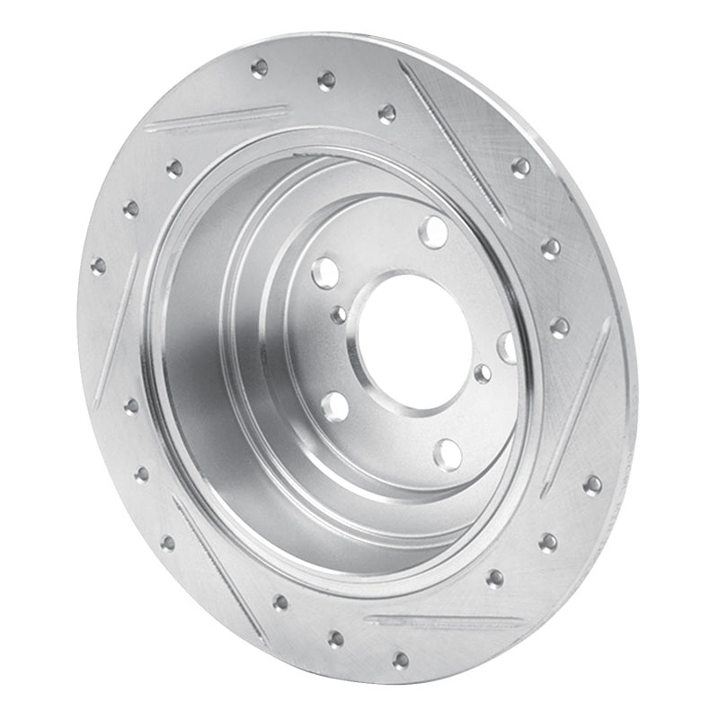 R1 Concepts R1 90-08 Saab 9-2X Rear Left Drilled & Slotted Silver Brake Rotor