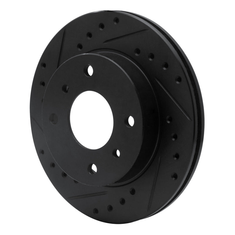 R1 Concepts R1 89-96 Nissan 240SX Front Left Drilled & Slotted Black Brake Rotor