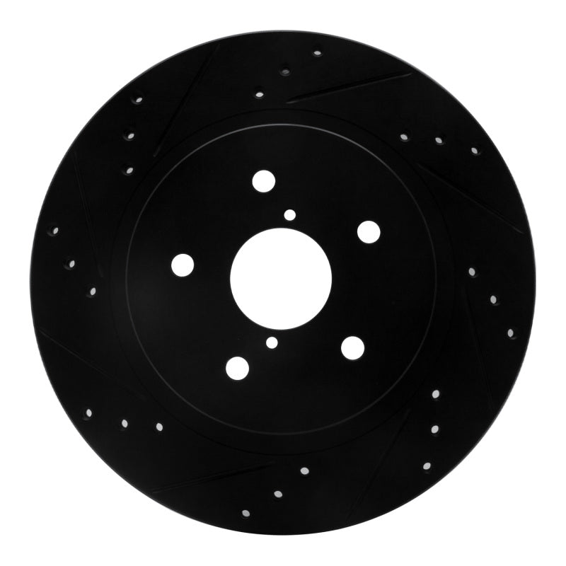 R1 Concepts R1 15-25 Subaru Outback Rear Left Drilled & Slotted Black Brake Rotor