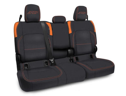 PRP Seats PRP Jeep Wrangler JT Rear Bench Covers - with Armrest - Black/Orange
