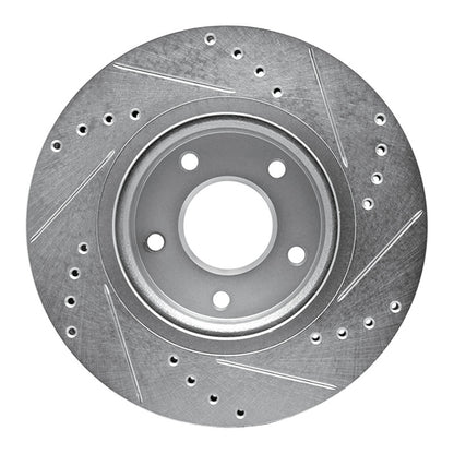 R1 Concepts R1 14-23 Nissan Leaf Front Left Drilled & Slotted Silver Brake Rotor