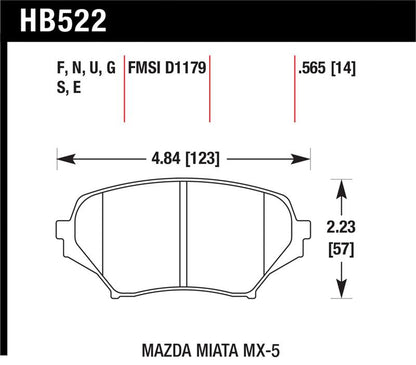Hawk Performance Hawk 06-10 Mazda Miata Mx-5 Base Blue 9012 Race Front Brake Pads