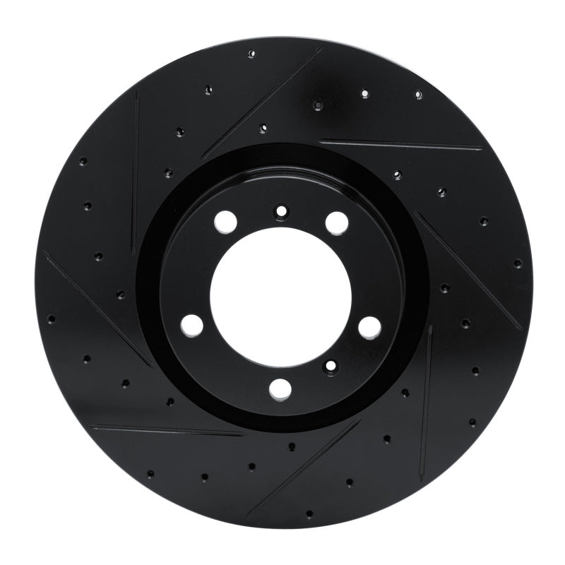 R1 Concepts R1 10-24 Audi e-Tron GT Left Front Drilled & Slotted Black Brake Rotor