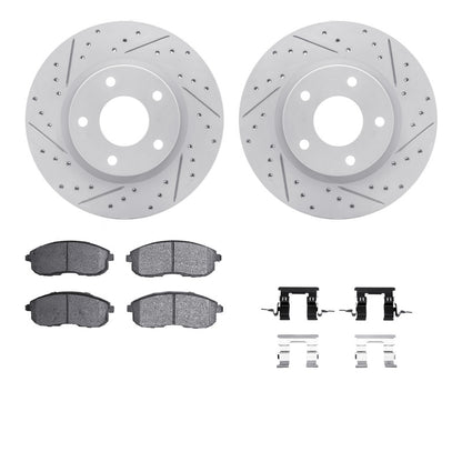 R1 Concepts R1 13-19 Nissan Sentra Front Drill/Slot Carbon Coated Rotor Set w/Optimum Pads