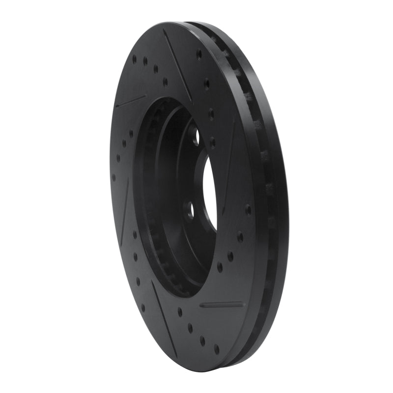 R1 Concepts R1 94-04 Ford Mustang Front Left Drilled & Slotted Black Brake Rotor